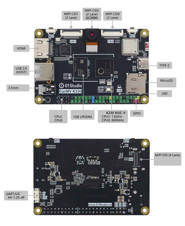 youyeetoo 01 Studio Canmv K230 AI development board camera visual recognition module 6T equivalent efficiency,1GB ultra-large memory