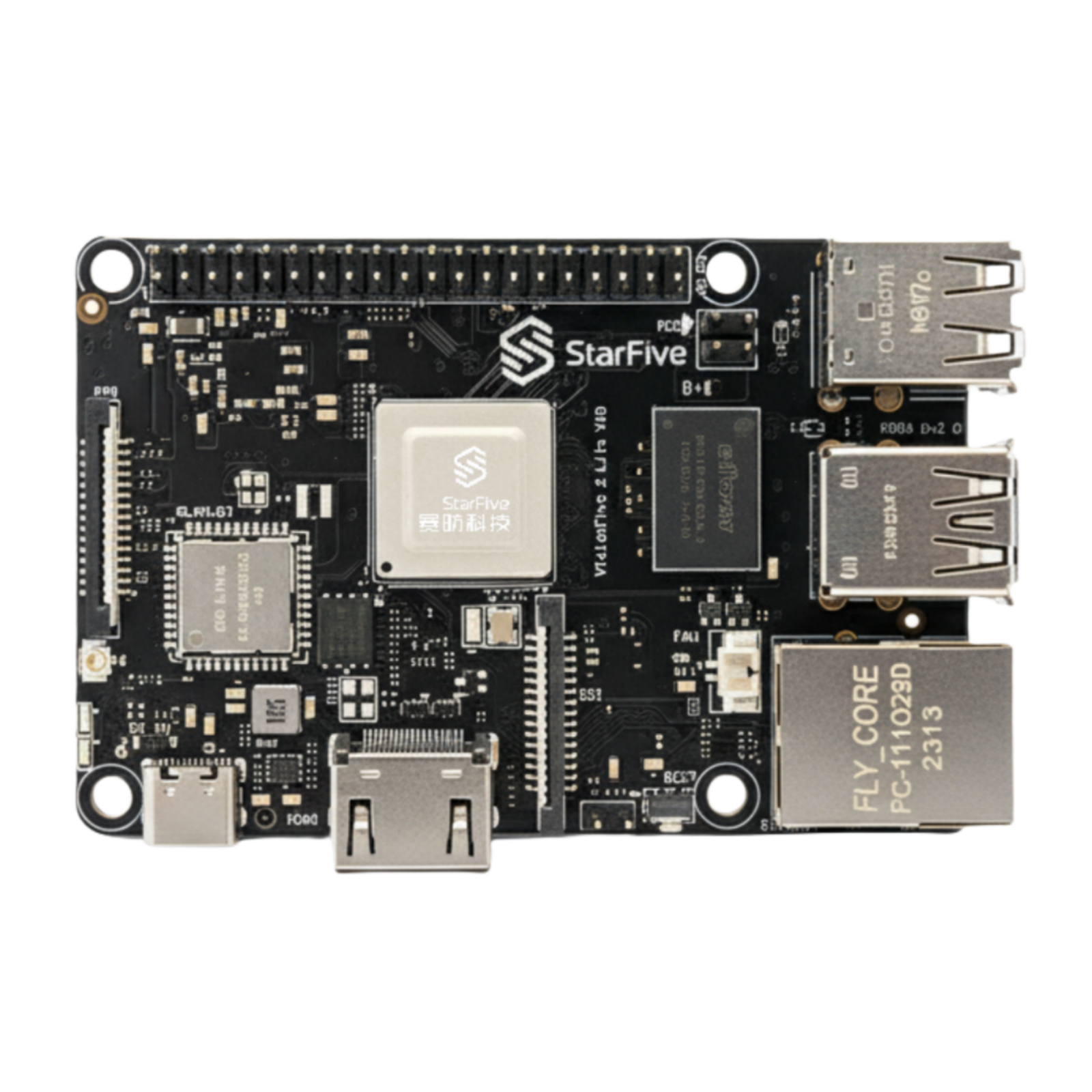 StarFive VisionFive 2 Lite, 4-Core 64-Bit RISC-V Dev Board, 2GB LPDDR4, 4K@60 HDMI, PCIe 2.0 NVMe, Wi-Fi 6/BT5.4, Gigabit Ethernet, 40-Pin GPIO, Low-Cost Linux SBC for IoT/Edge Learning Main image