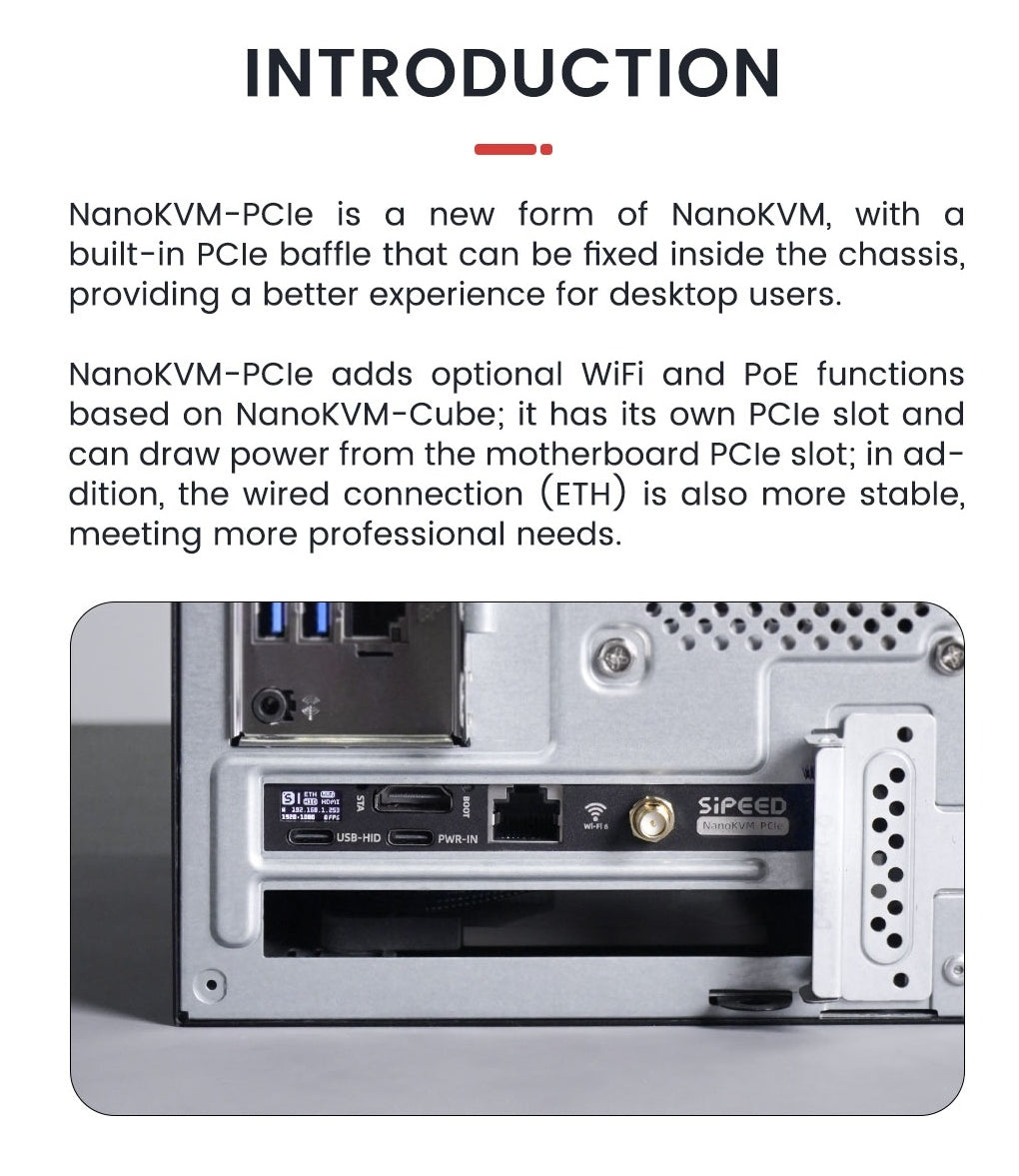 Sipeed NanoKVM PCIE Version - ATX PC Remote control, RISC-V Nano KVM over IP