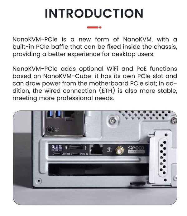 Sipeed NanoKVM PCIE Version - ATX PC Remote control, RISC-V Nano KVM over IP