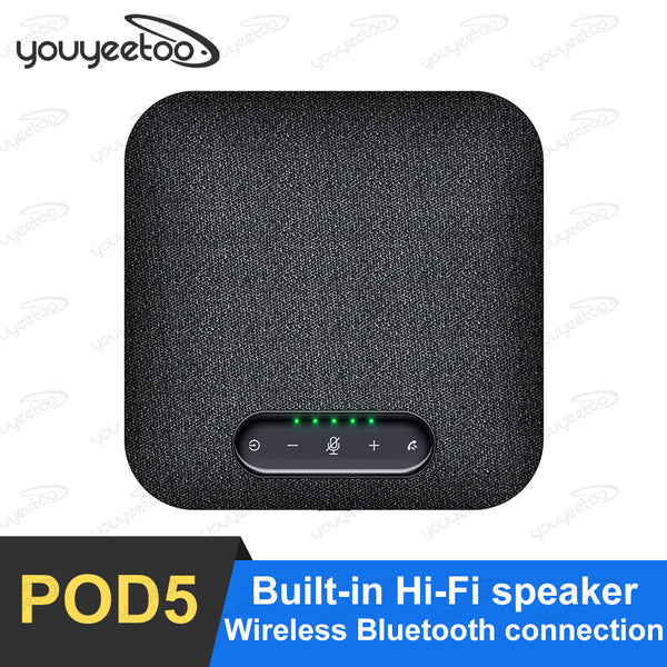 POD5 USB & Bluetooth Speakerphone with Extension Mics Dynamic Background Noise Reduction Hi-Fi audio Range Up to 8 Meters