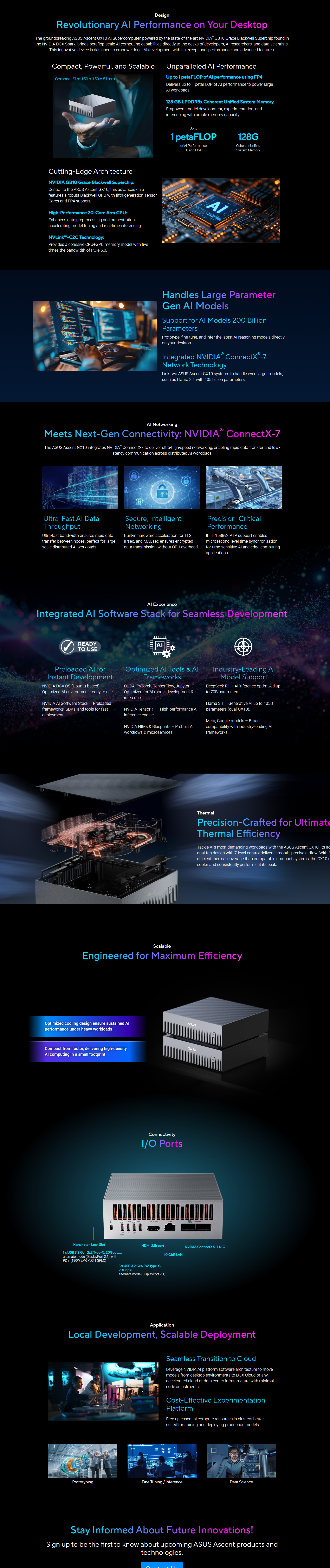 ASUS Ascent GX10 Personal AI Workstation, NVIDIA Grace Blackwell Superchip, 2000 B Parameter Fine-Tune Ready, Whisper-Quiet 1.1 L Mini Tower