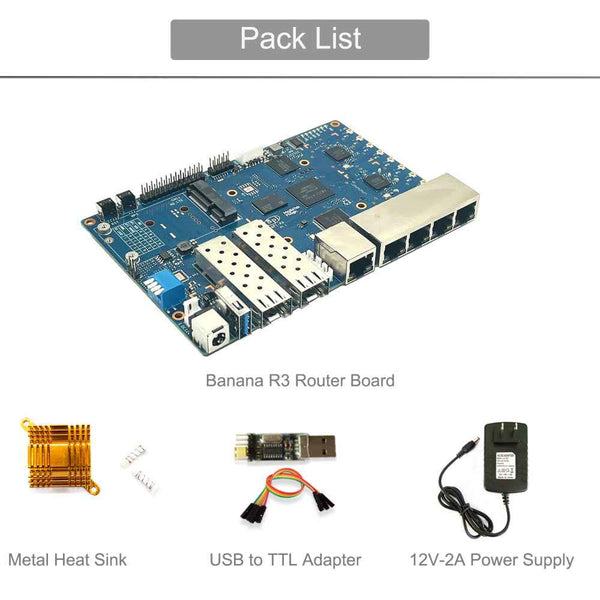 Banana Pi BPI R3 OpenWRT Router - 2G DDR RAM 8G eMMC MediaTek MT7986 Support Wi-Fi6 5 GbE network port