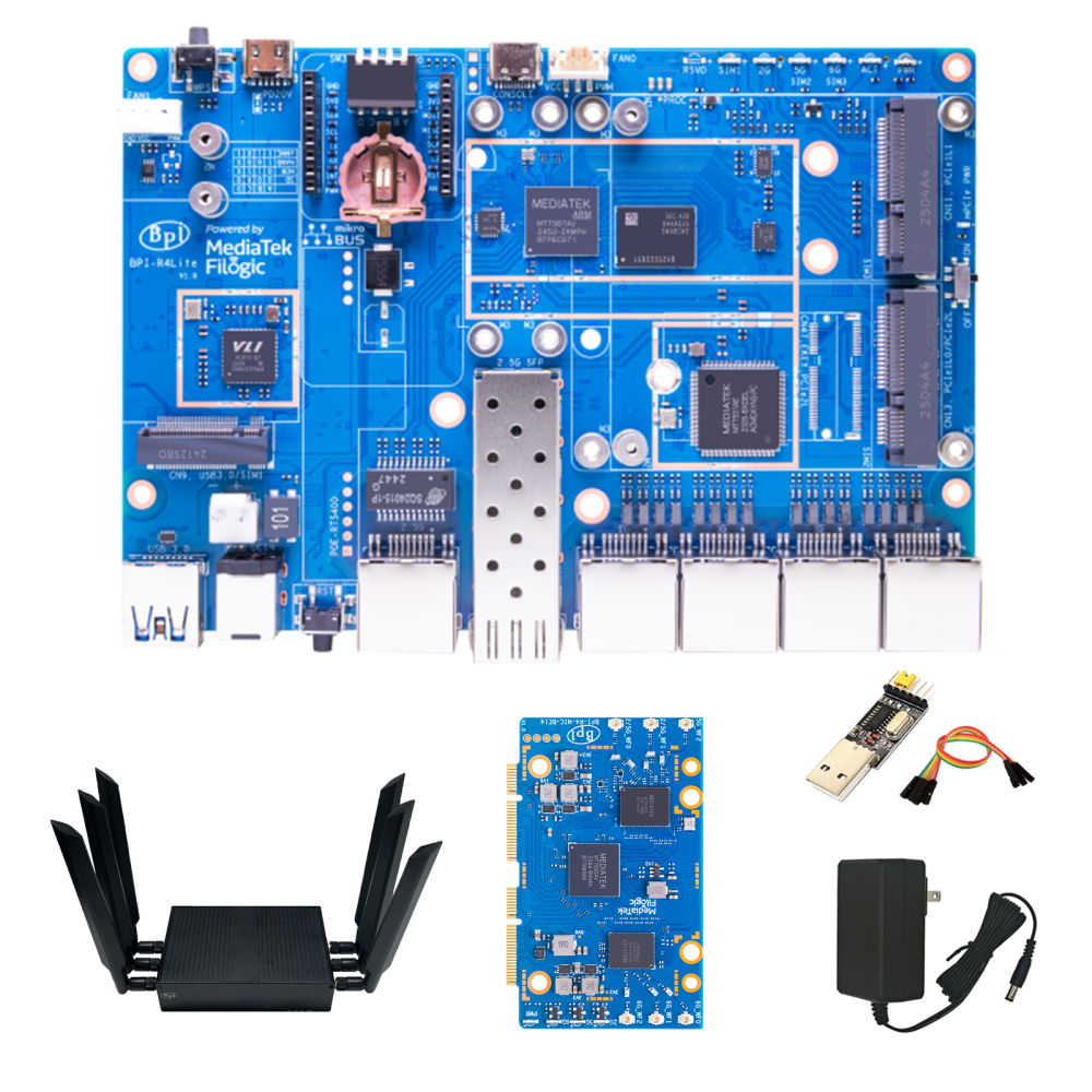 Banana Pi BPI-R4 Lite - 2.5G SFP & RJ45 WAN, 4x 1G LAN, Superior Network Connectivity Industrial Single-board Computer - OpenWrt Router