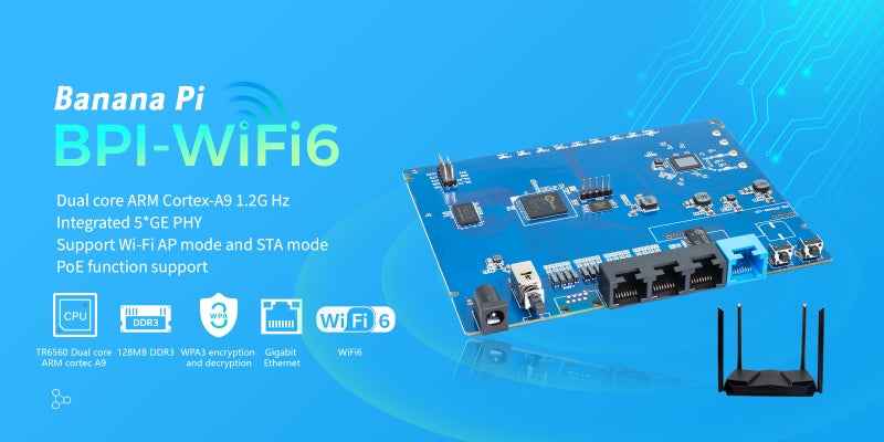 BPI-WIFI 6 Router - Openwrt - GbE WAN RGMII 2x2 5G 2x2 2.4G