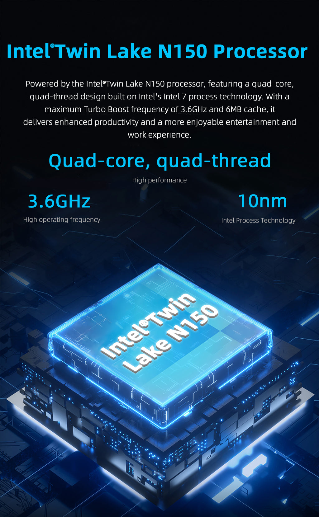 Intel N150 MINI PC youyeetoo BY53, 12GB LPDDR5, Fanless Windows 11 Pro Micro Computer, 128GB–2TB NVMe Options, 4K Dual HDMI, Gigabit Ethernet, VESA Mount Small Desktop for Home/Office