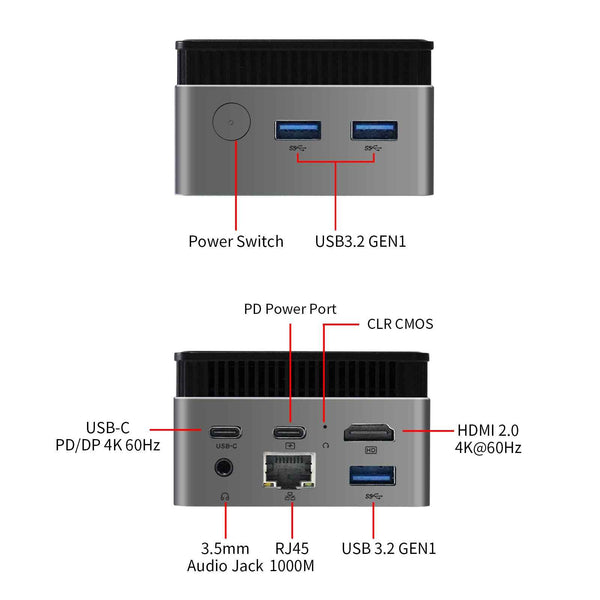 Intel N150 MINI PC youyeetoo BY53, 12GB LPDDR5, Fanless Windows 11 Pro Micro Computer, 128GB–2TB NVMe Options, 4K Dual HDMI, Gigabit Ethernet, VESA Mount Small Desktop for Home/Office
