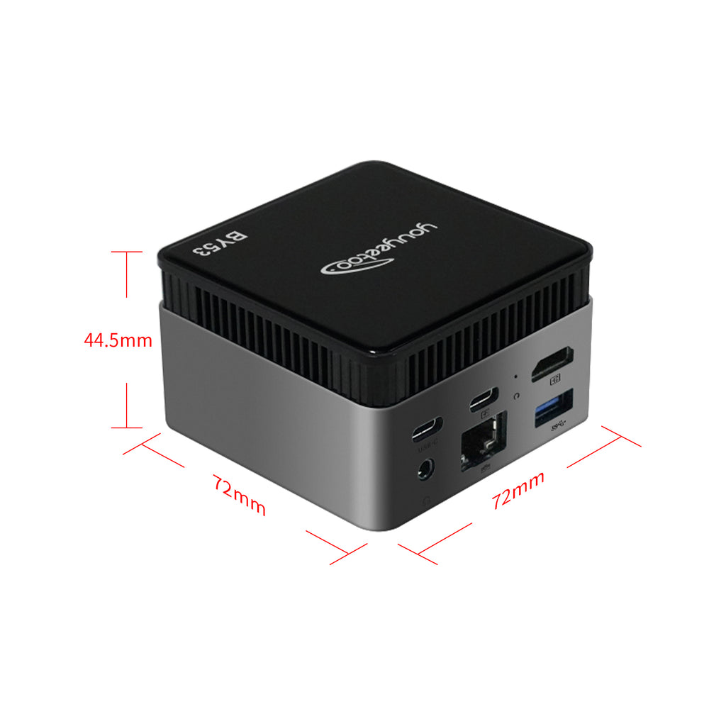 Intel N150 MINI PC youyeetoo BY53, 12GB LPDDR5, Fanless Windows 11 Pro Micro Computer, 128GB–2TB NVMe Options, 4K Dual HDMI, Gigabit Ethernet, VESA Mount Small Desktop for Home/Office
