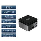 Intel N150 MINI PC youyeetoo BY53, 12GB LPDDR5, Fanless Windows 11 Pro Micro Computer, 128GB–2TB NVMe Options, 4K Dual HDMI, Gigabit Ethernet, VESA Mount Small Desktop for Home/Office