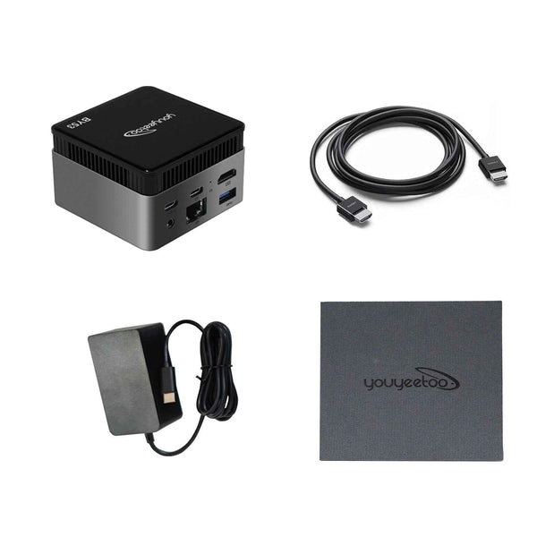 Intel N150 MINI PC youyeetoo BY53, 12GB LPDDR5, Fanless Windows 11 Pro Micro Computer, 128GB–2TB NVMe Options, 4K Dual HDMI, Gigabit Ethernet, VESA Mount Small Desktop for Home/Office