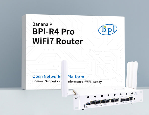 Banana Pi BPI‑R4 Pro 4E  WiFi 7 Router Development Board, MediaTek MT7988A Quad‑Core Cortex‑A73 4GB DDR4, OpenWrt Compatible