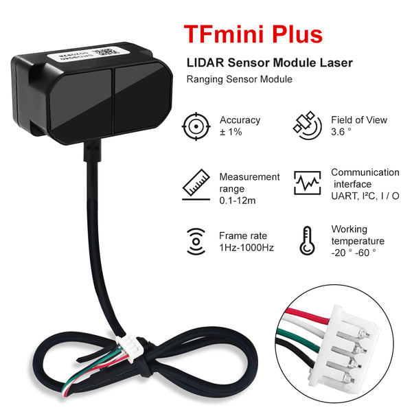 Benewake TFmini-Plus - 0.1-12m, IP65, 70 Klux, Single-Point, UART/IIC - Drone Lidar Sensor