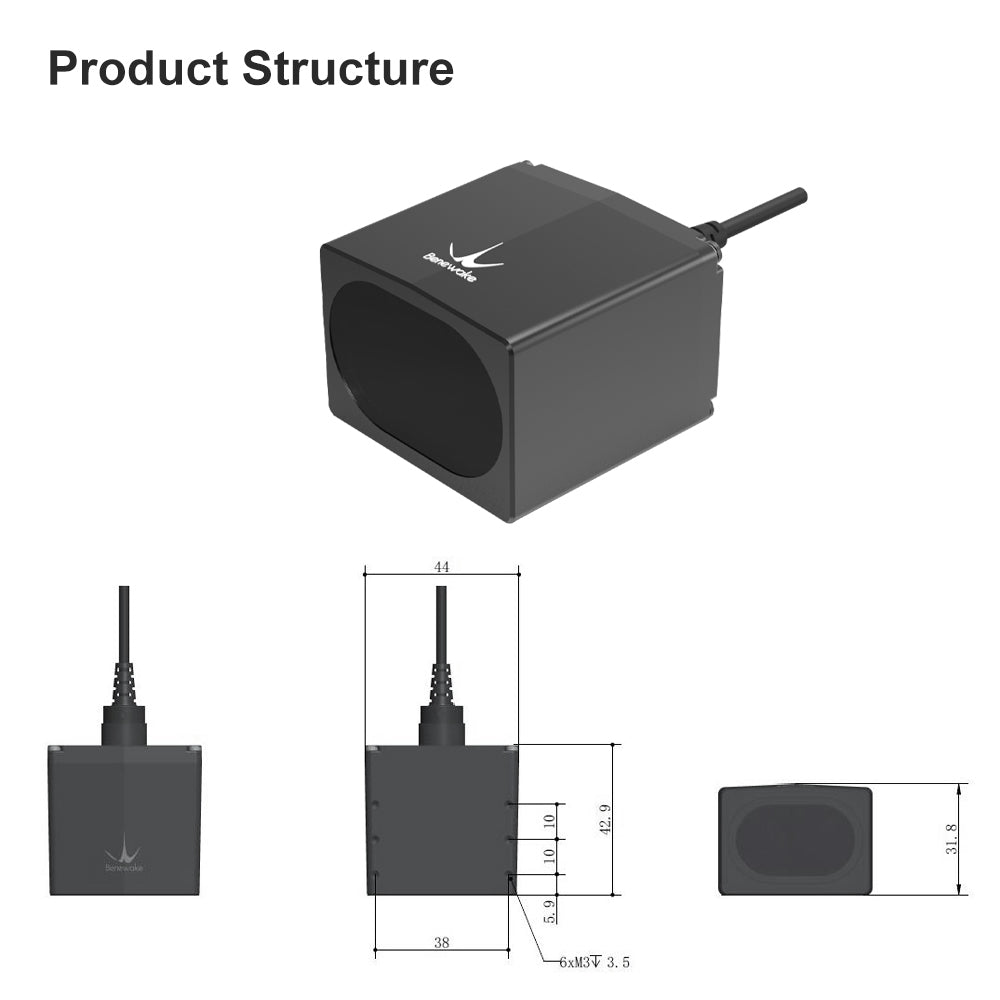 Benewake TF03-180 - 180M, Pixhawk, IP67, 10KHz, Indoor/Outdoors, UART/IIC/RS485/CAN/IO, Arduino/RaspberryPi/ESP32 - Long Range Lidar Sensor