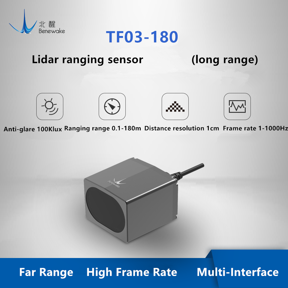 Benewake TF03-180 - 180M, Pixhawk, IP67, 10KHz, Indoor/Outdoors, UART/IIC/RS485/CAN/IO, Arduino/RaspberryPi/ESP32 - Long Range Lidar Sensor