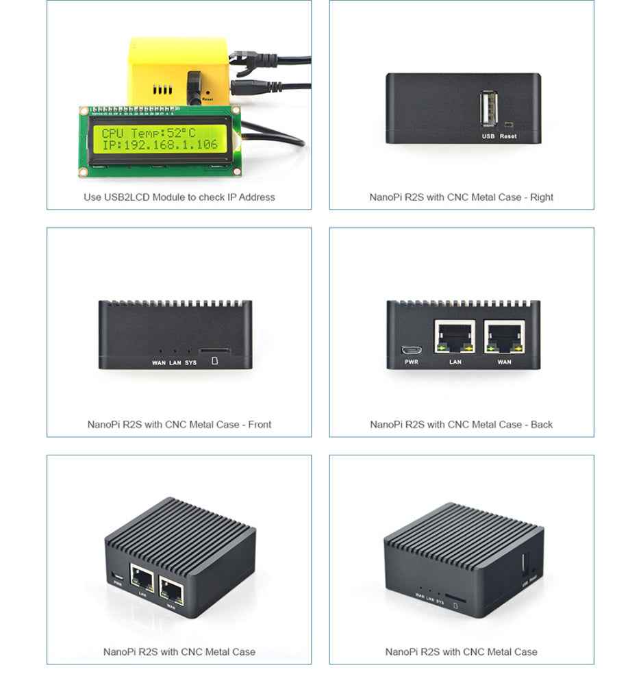 NanoPi R2S Mini Router, Support OpenWrt Linux With CNC Metal Case, Dual Gigabit Port