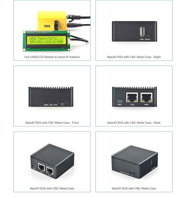 NanoPi R2S Mini Router, Support OpenWrt Linux With CNC Metal Case, Dual Gigabit Port