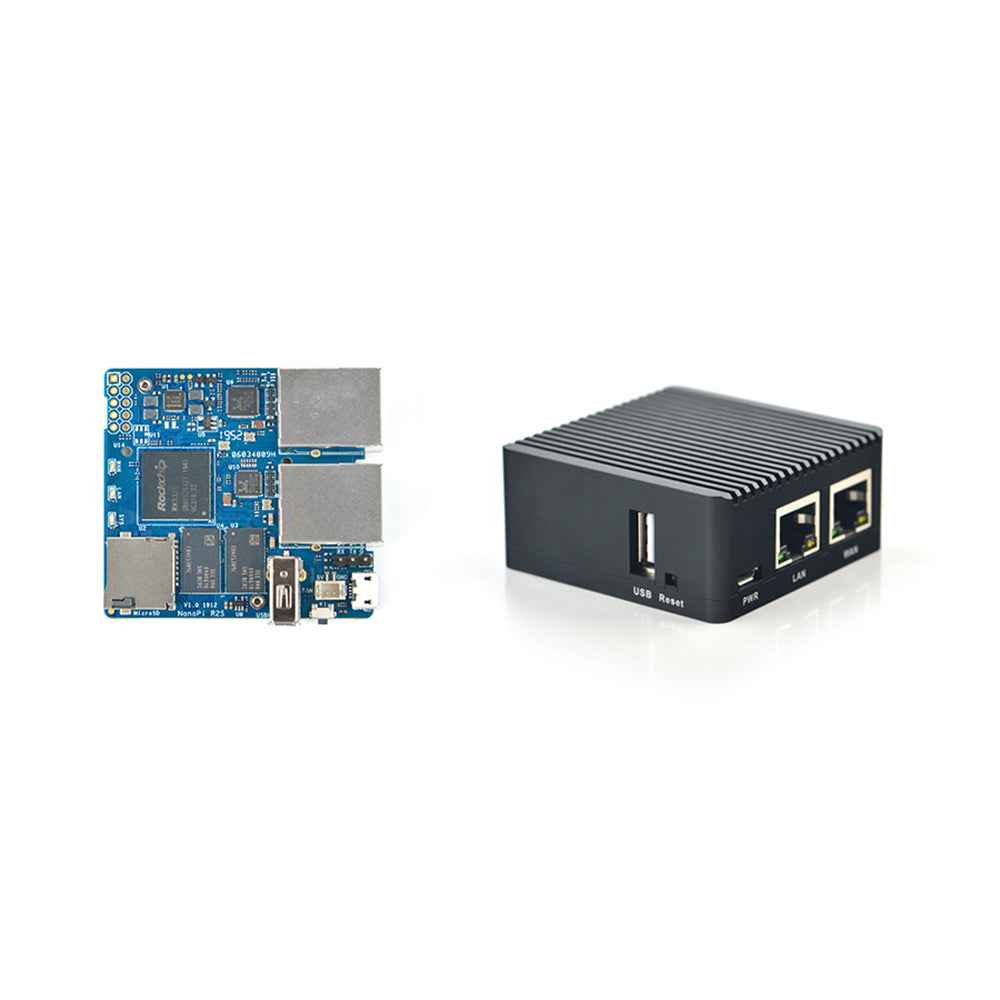 NanoPi R2S Mini Router, Support OpenWrt Linux With CNC Metal Case, Dual Gigabit Port