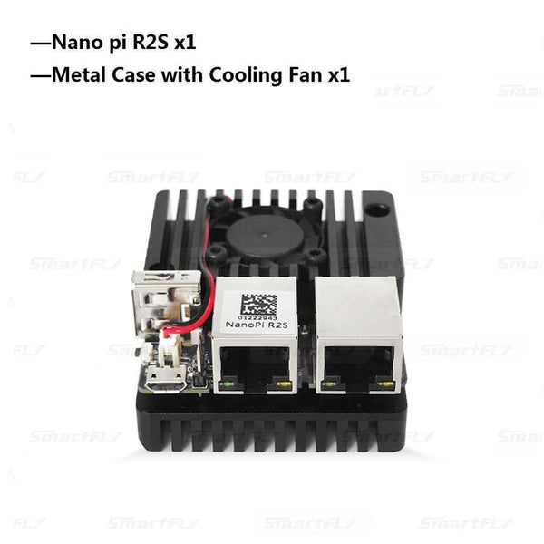 Aluminum Alloy Mini Router Case with Cooling Fan Accessory for NanoPi R2S