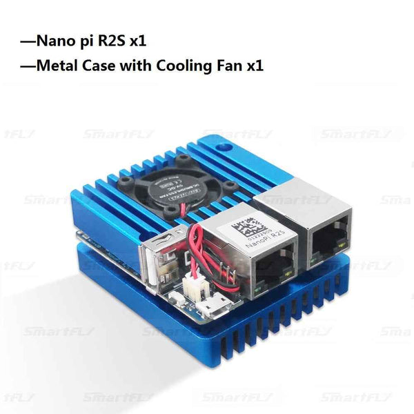 Aluminum Alloy Mini Router Case with Cooling Fan Accessory for NanoPi R2S