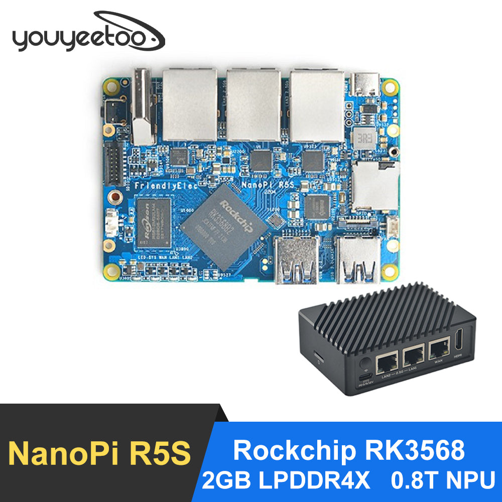 NanoPi R5S Openwrt Router - 1TOP AI NPU - Provide Openwrt Ubuntu Linux Android OS support NVME PCIe WiFi