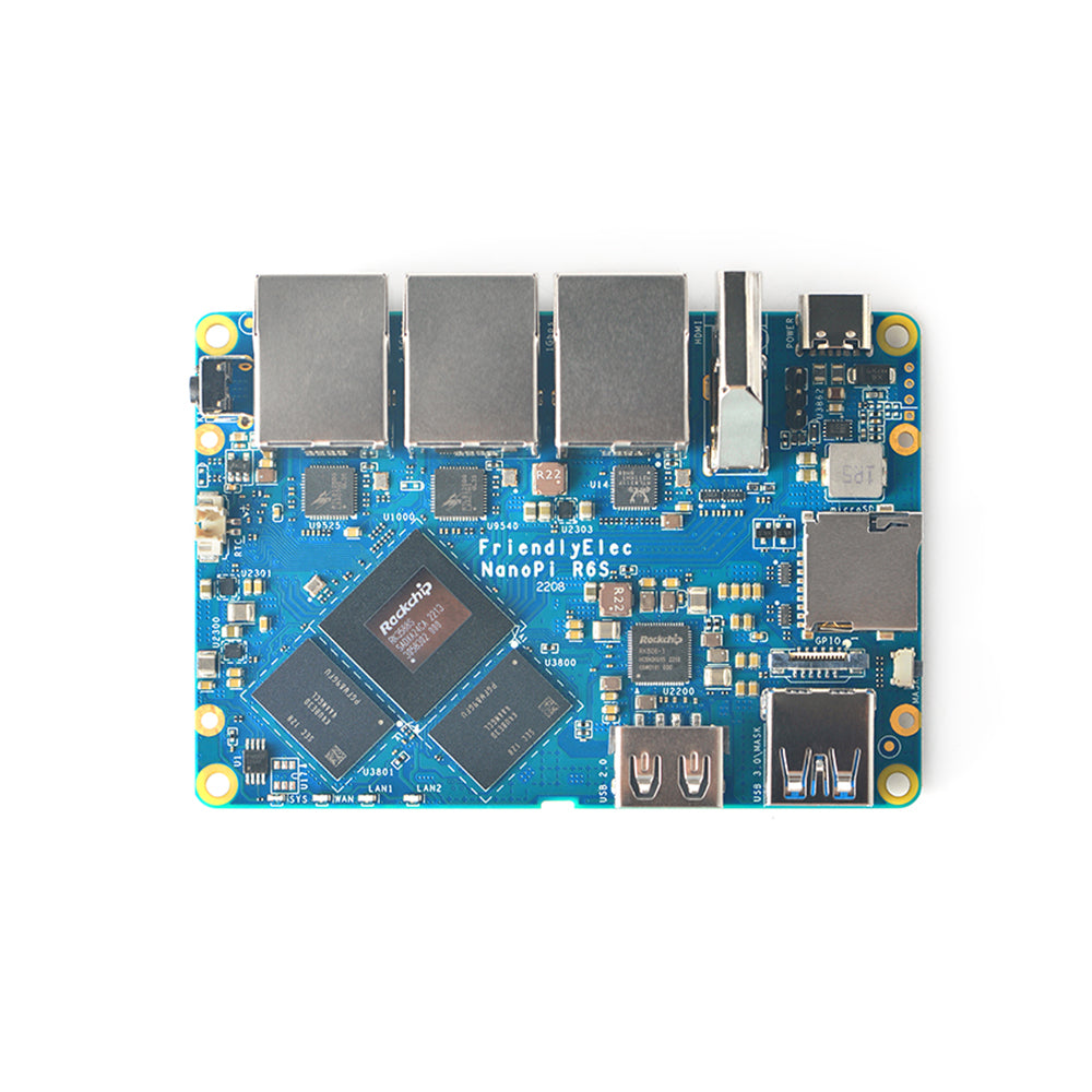 NanoPi R6S OpenWrt Router - 2.5G Ethernet x2, GbE x1, 6TOPS AI NPU for NAS,Router - Multi OS FriendlyWrt/ Android TV/Ubuntu/Debian