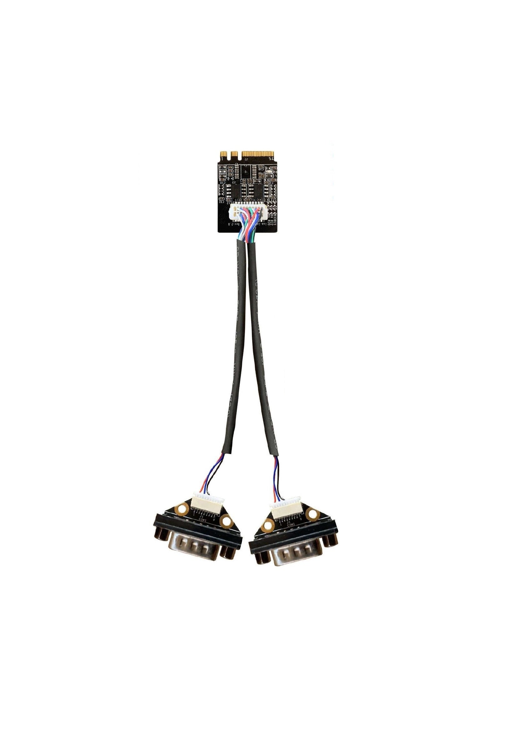 youyeetoo IIO-COMB-1-2, Wide-Temp M.2 A+E Key Serial Expansion Card, 2×RS232 or 2×RS485, 30 cm Cable Main image
