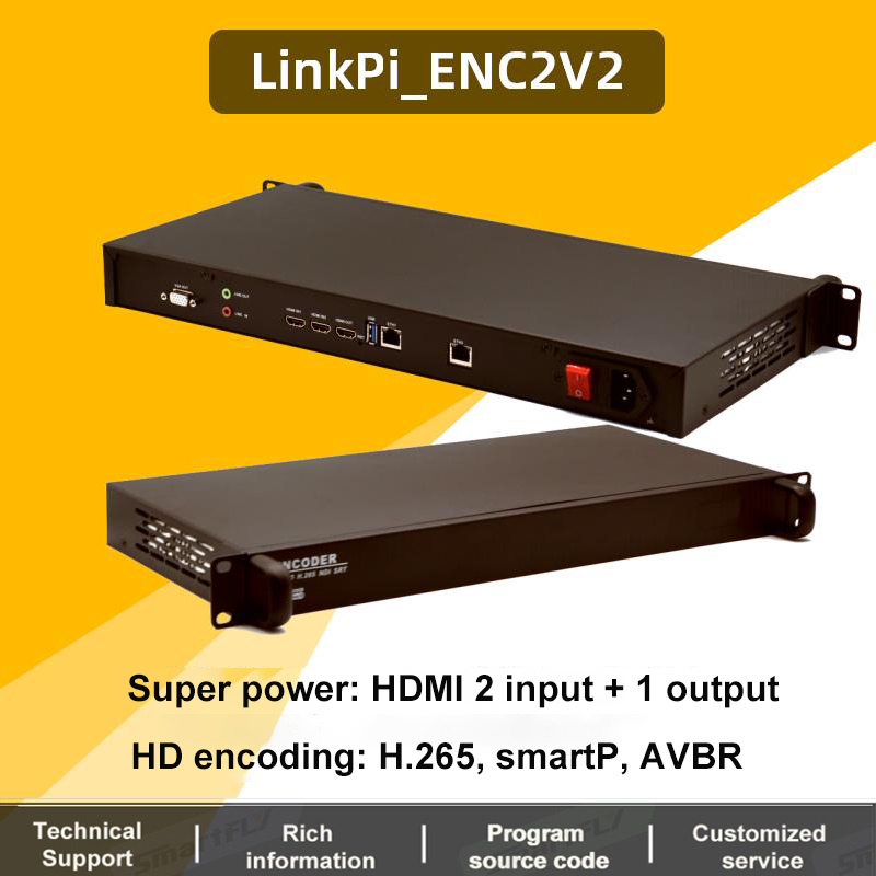 LinkPi ENC2_V2 - Dual 4K@30 HDMI Encoder, H264/265, SRT/NDI/RTSP/RTMP/HTTP/HLS Ultra-HD Input Multi-protocol Live