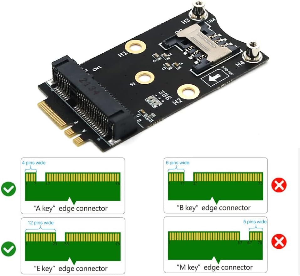 [youyeetoo X1 4G adapter ]Mini PCI-E to M.2(NGFF) Key A/E Adapter with SIM Card Slot Secondary image