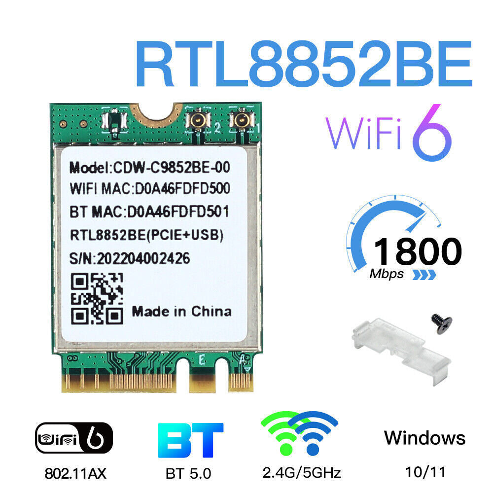 Wi-Fi 6 module CDW-C9852BE Realtek RTL8852BE NGFF M.2 2230 wifi card 2.4G/5GHzwifi Bluetooth 5.0 Secondary image