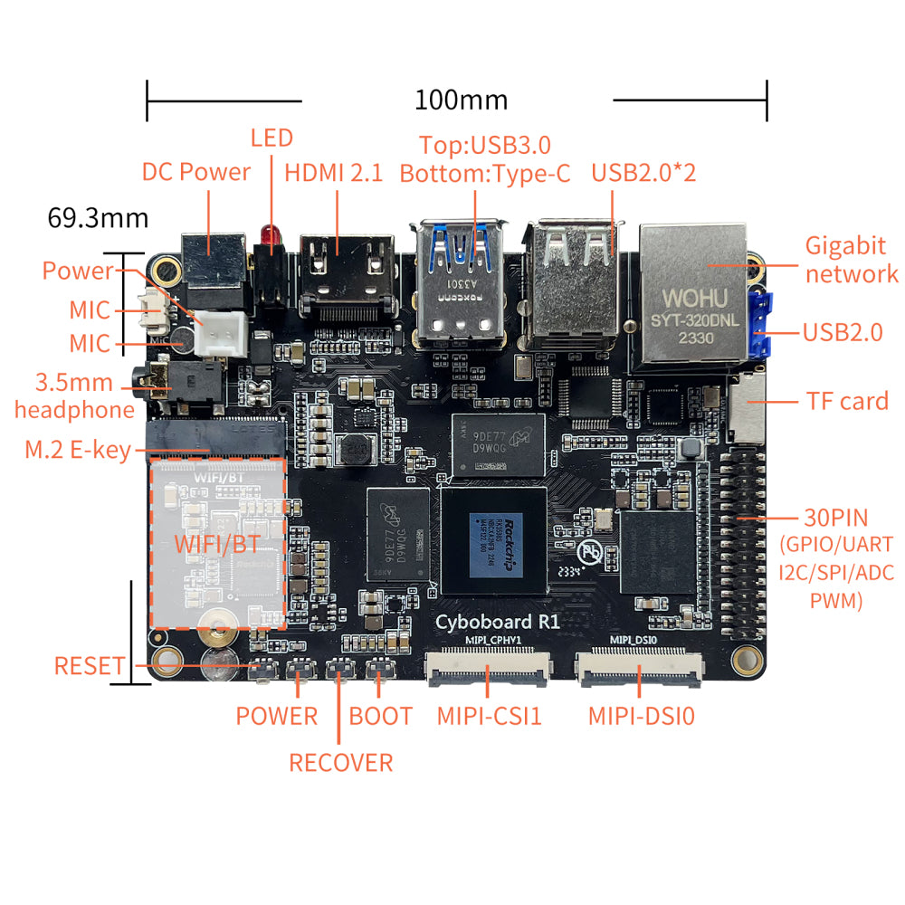 youyeetoo R1 - Card Size SBC with 6 Tops NPU & 8K Display - Extra support HDMI IN NFC - Support Ubuntu/ Android / Debian Main image