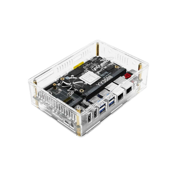 youyeetoo Official YY3588 Acrylic Case - Crystal Clear Protective Enclosure Shell for YY3588 RK3588 SBC | Transparent Box Cover with Brass Standoffs, Scratch-Resistant 3mm Acrylic Construction